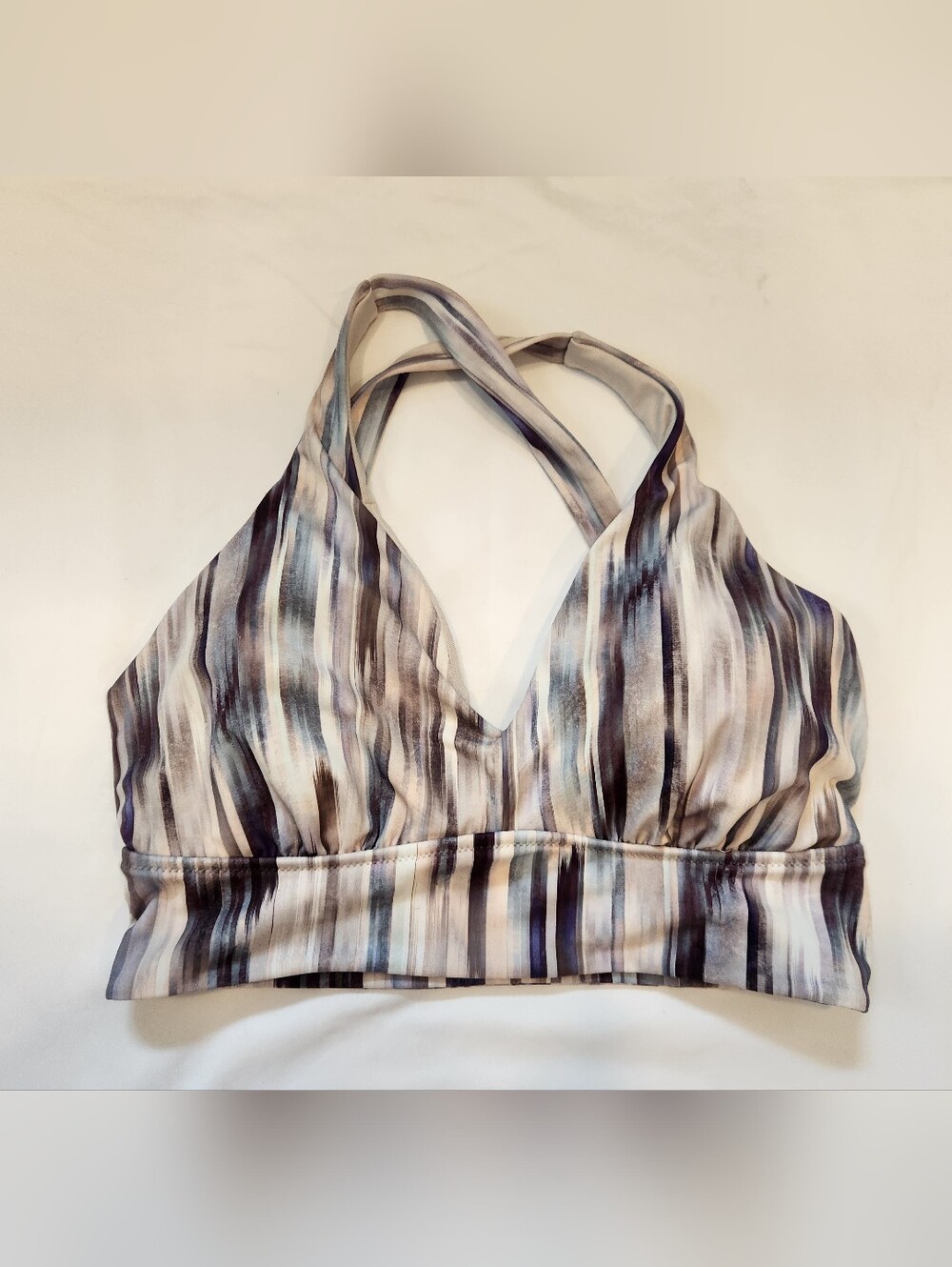 Athleta Striped Halter Swim Top in Neutral Tones